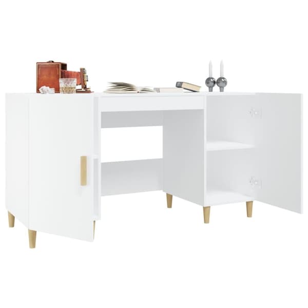 skrivebord 140x50x75 cm konstrueret træ hvid