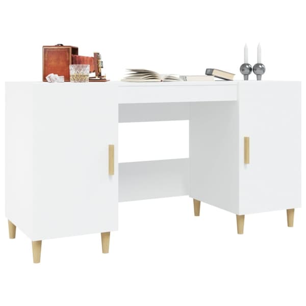 skrivebord 140x50x75 cm konstrueret træ hvid