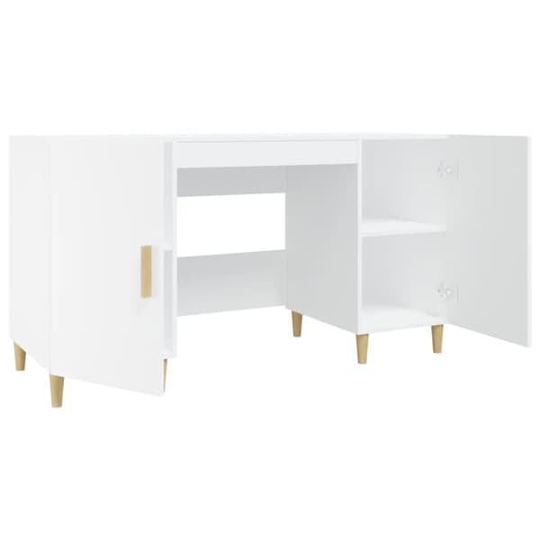 skrivebord 140x50x75 cm konstrueret træ hvid