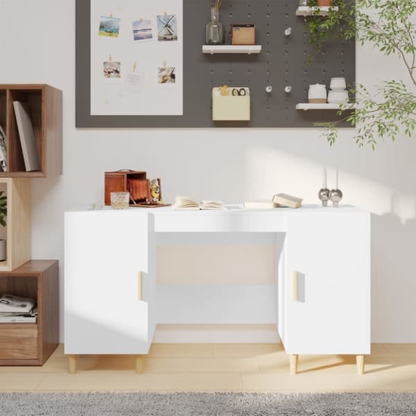 skrivebord 140x50x75 cm konstrueret træ hvid