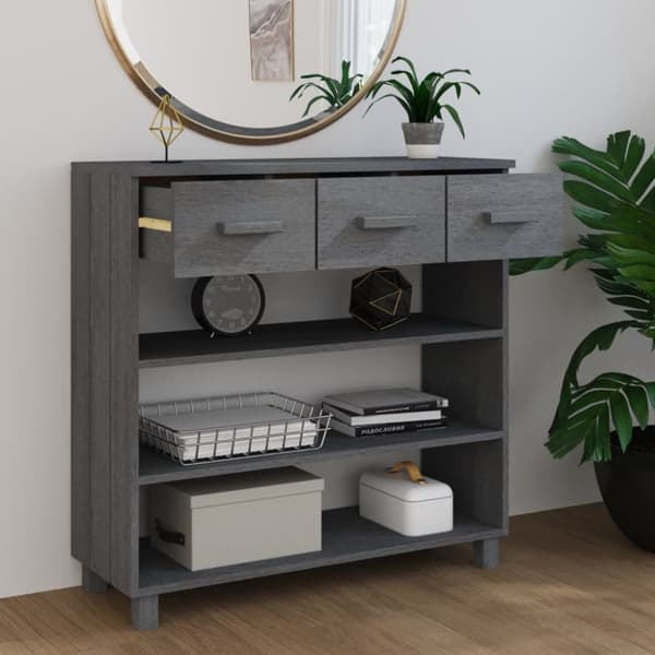 Konsolipöytä HAMAR tummanharmaa 90x35x90 cm täysi mänty