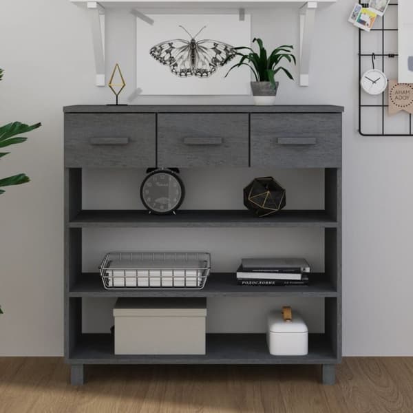 Konsolipöytä HAMAR tummanharmaa 90x35x90 cm täysi mänty