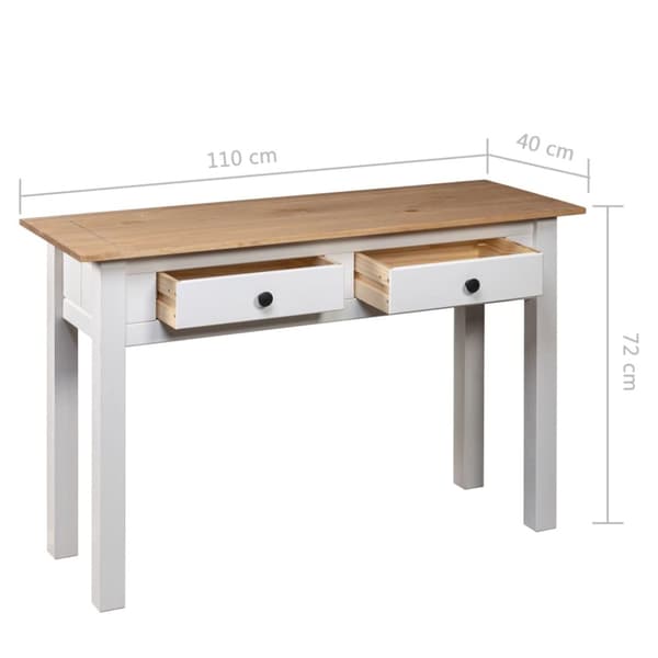 konsolbord Panama-serien 110x40x72 cm massivt fyrretræ hvid