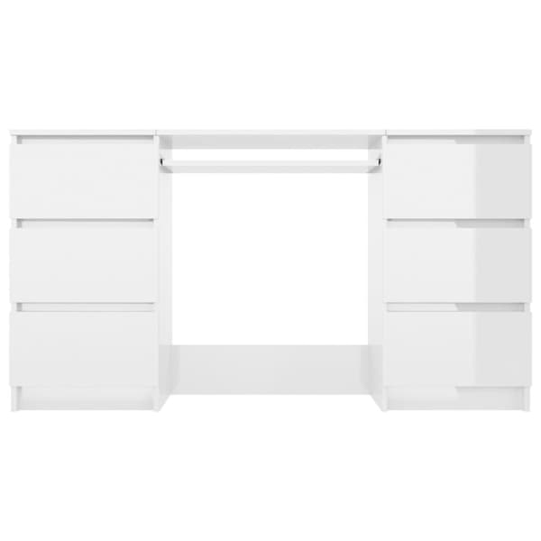 skrivebord 140x50x77 cm konstrueret træ hvid højglans
