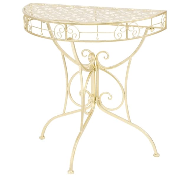 sidebord i vintagestil halvrund metal 72x36x74 cm guldfarvet