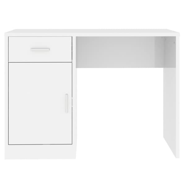 skrivebord m. skab 100x40x73 cm konstrueret træ hvid højglans