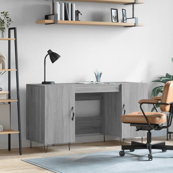 skrivebord 140x50x75 cm konstrueret træ grå sonoma-eg