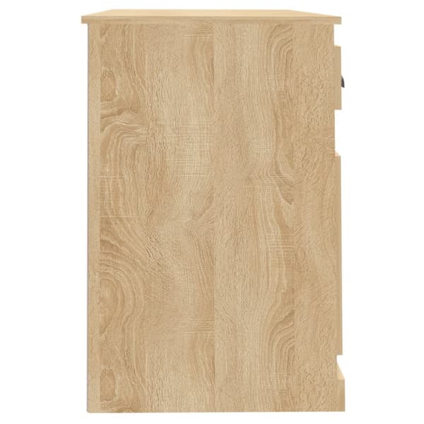 skrivebord m. skuffer 115x50x75 cm konstrueret træ sonoma-eg