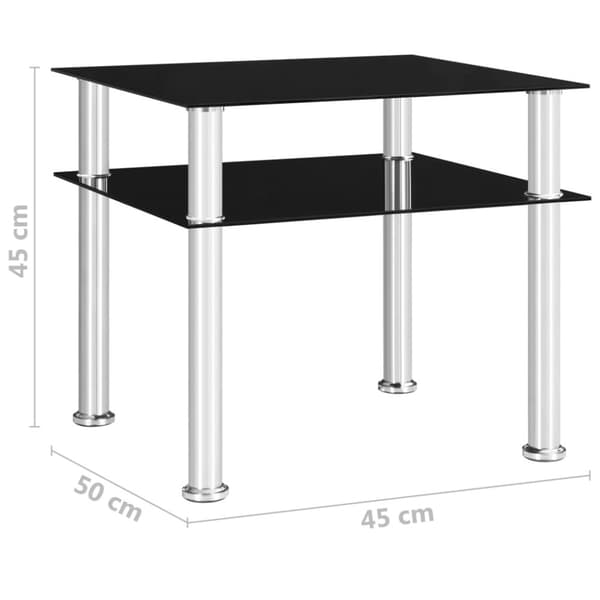 sidebord 45x50x45 cm hærdet glas sort