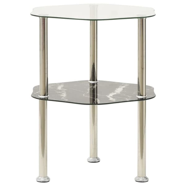 sidebord med hylde 38x38x50 cm hærdet glas transparent og sort