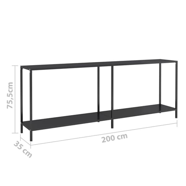 konsolbord 200x35x75,5 cm hærdet glas sort