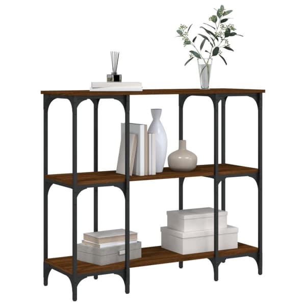 konsolbord 102x35x90 cm konstrueret træ brun egetræsfarve