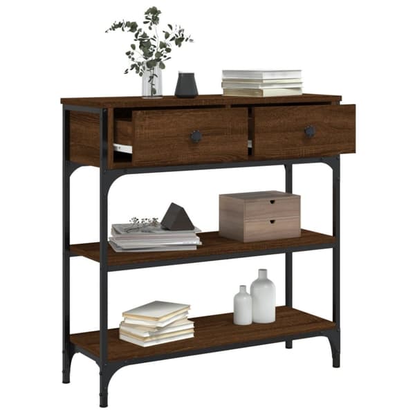 konsolbord 72,5x25x75 cm konstrueret træ brunt egetræ