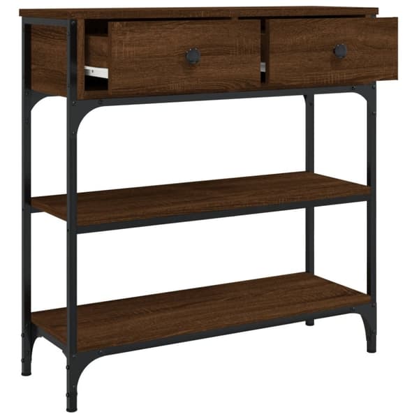 konsolbord 72,5x25x75 cm konstrueret træ brunt egetræ
