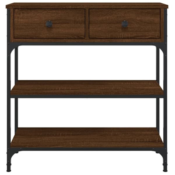 konsolbord 72,5x25x75 cm konstrueret træ brunt egetræ