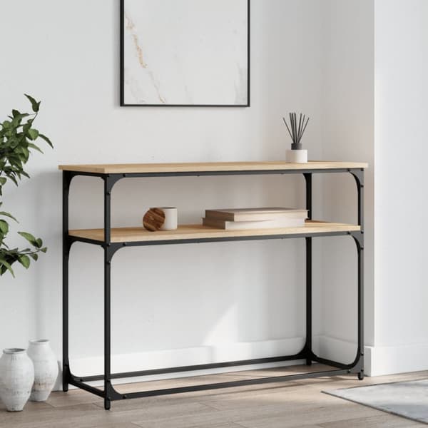 konsolbord 100x35,5x75 cm konstrueret træ sonoma-eg