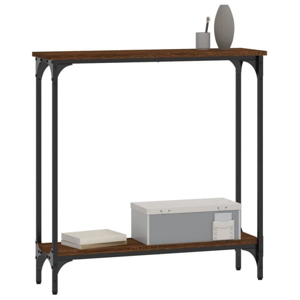 konsolbord 75x22,5x75 cm konstrueret træ brunt egetræ