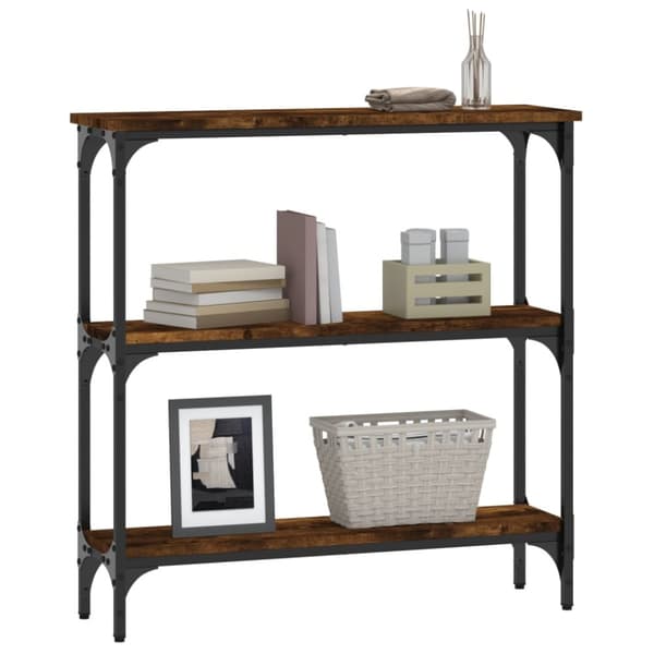 konsolbord 75x22,5x75 cm konstrueret træ røget egetræsfarve