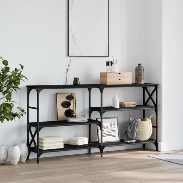 konsolbord 150x29x76,5 cm konstrueret træ sort