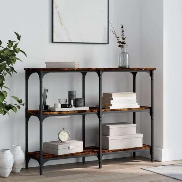 konsolbord 100x29x75 cm konstrueret træ røget egetræsfarve
