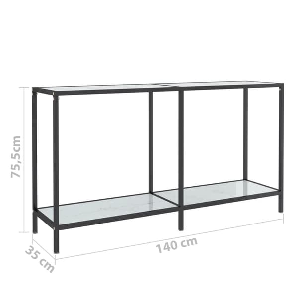 konsolbord 140x35x75,5 cm hærdet glas hvid