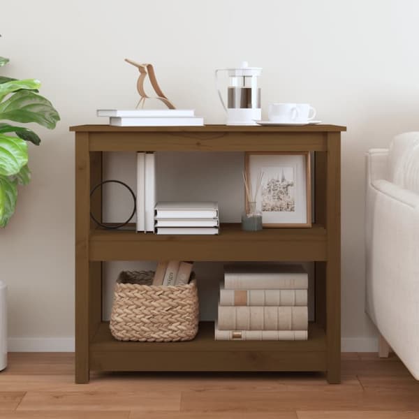 konsolbord 80x40x74 cm massivt fyrretræ gyldenbrun