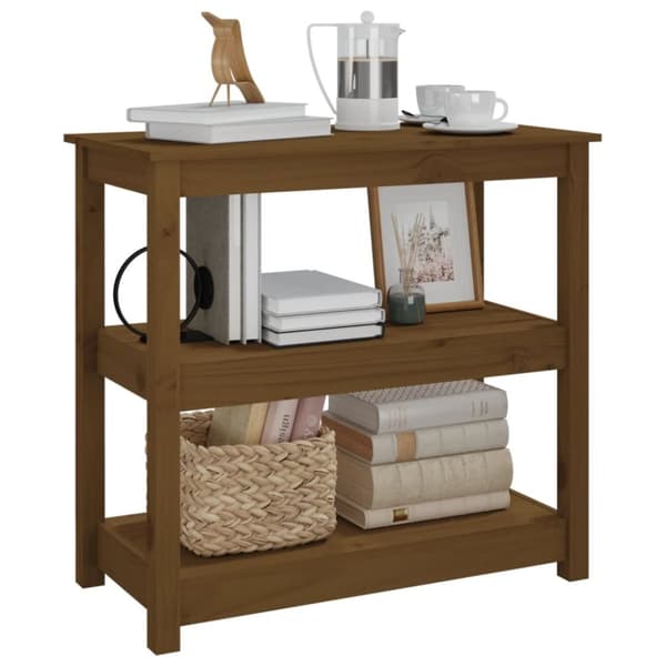konsolbord 80x40x74 cm massivt fyrretræ gyldenbrun