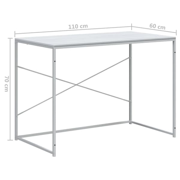 Tietokonepöytä valkoinen 110x60x70 cm lastulevy