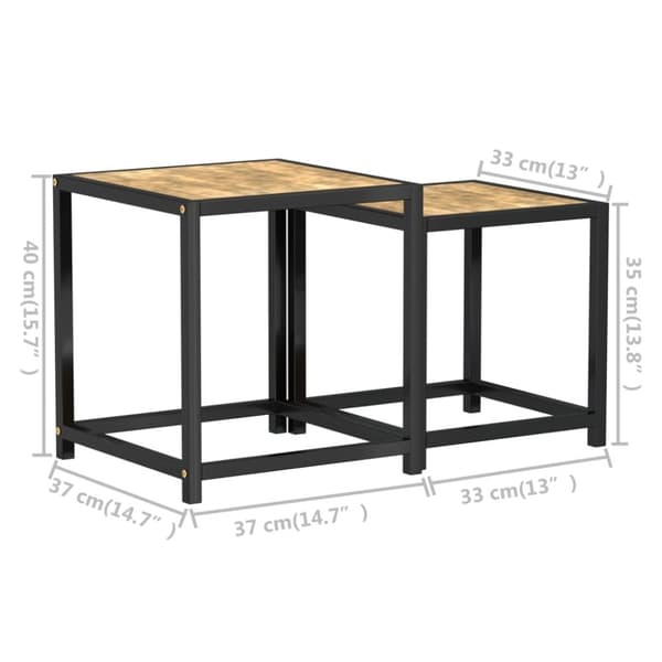 Teepöydät 2 kpl MDF musta ja keltainen