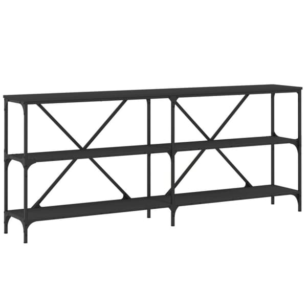 konsolbord 180x30x75 cm konstrueret træ og jern sort