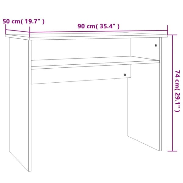 skrivebord 90x50x74 cm konstrueret træ betongrå