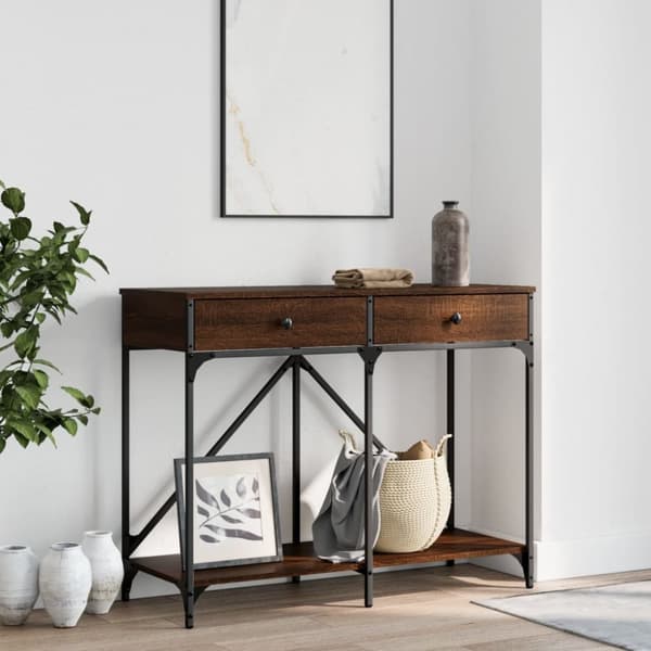 konsolbord 100x39x78,5 cm konstrueret træ brun egetræsfarve