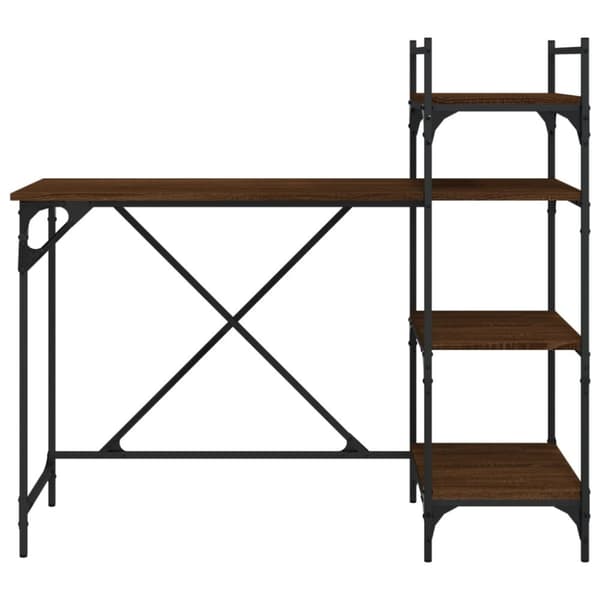 Tietokonepöytä hyllyillä ruskea tammi 120x47x109 cm