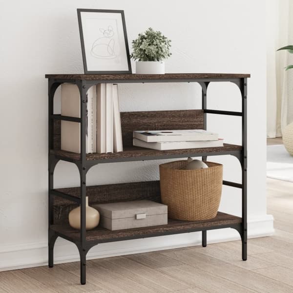 konsolbord 75x32x75 cm konstrueret træ brun egetræsfarve