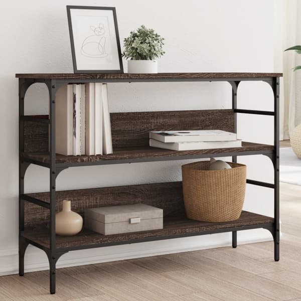 konsolbord 100x32x75 cm konstrueret træ brun egetræsfarve