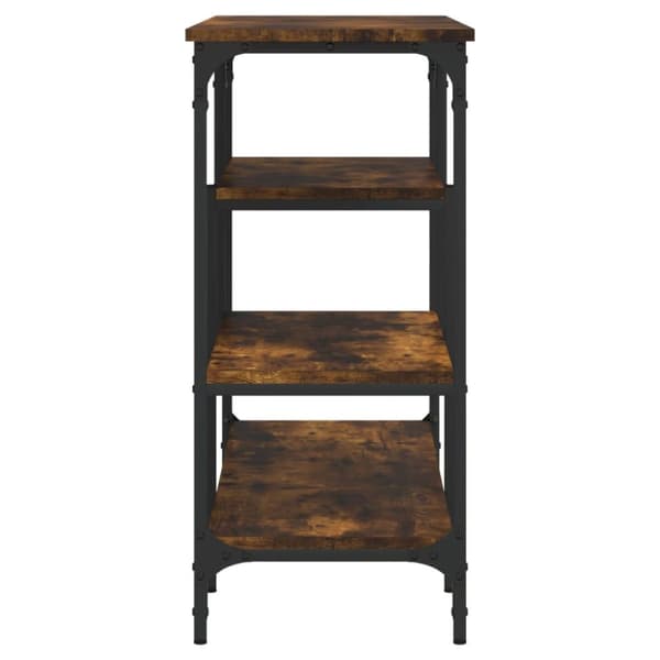 konsolbord med hylder 100x35x75 cm røget egetræsfarve