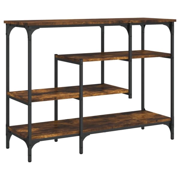 konsolbord med hylder 100x35x75 cm røget egetræsfarve