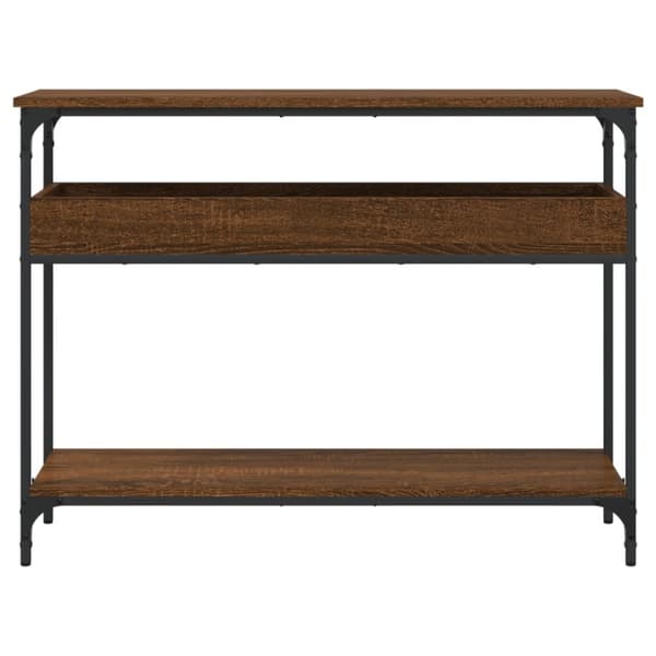 Konsolipöytä hyllyllä ruskea tammi 100x29x75 cm tekninen puu