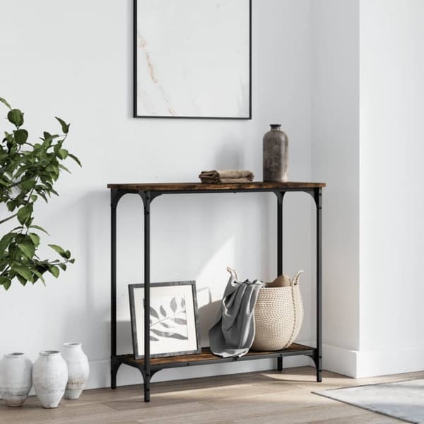 konsolbord 75x30,5x75 cm konstrueret træ røget egetræsfarve