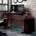 Miniatyrbild 1 av 10: Gamingskrivbord LED med Z-formade ben svart 110x60x75 cm