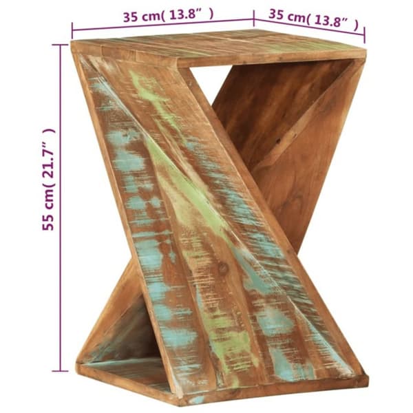 sidebord 35x35x55 cm massivt genbrugstræ