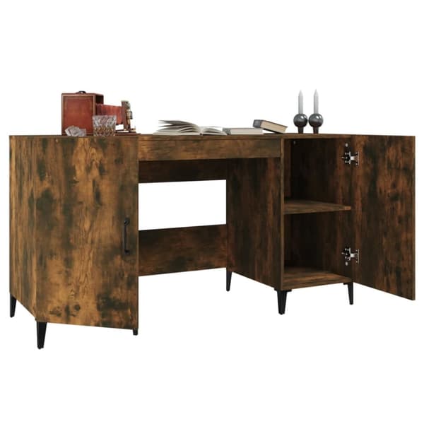 skrivebord 140x50x75 cm konstrueret træ røget egetræsfarve