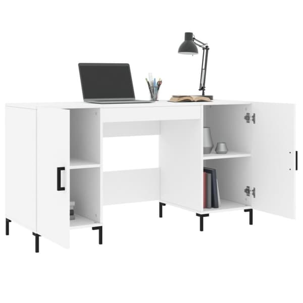 skrivebord 140x50x75 cm konstrueret træ hvid