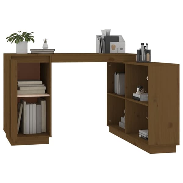 skrivebord 110x50x75 cm massivt fyrretræ gyldenbrun