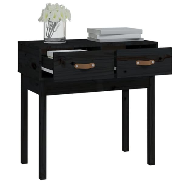 Konsolbord svart 76,5x40x75 cm massiv furu