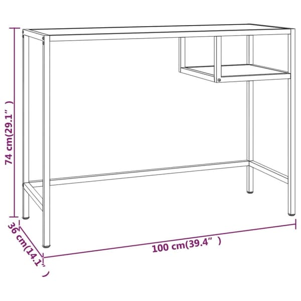 computerbord 100x36x74 cm hærdet glas transparent