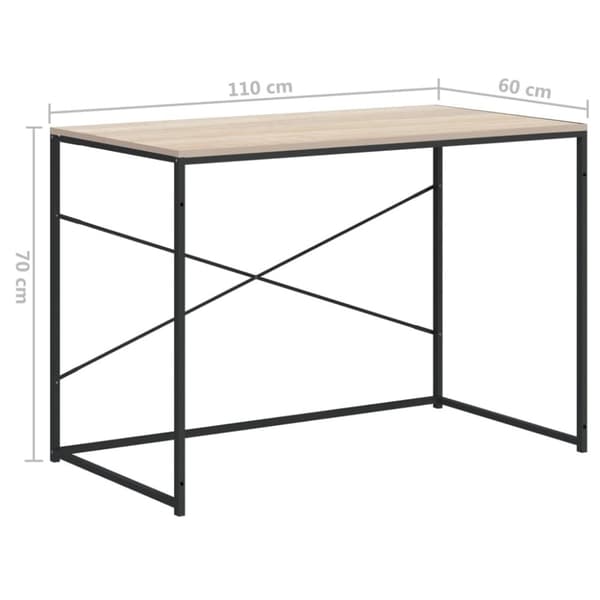 Tietokonepöytä musta ja tammi 110x60x70 cm lastulevy