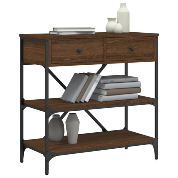 konsolbord 75x34,5x75 cm konstrueret træ brunt egetræ