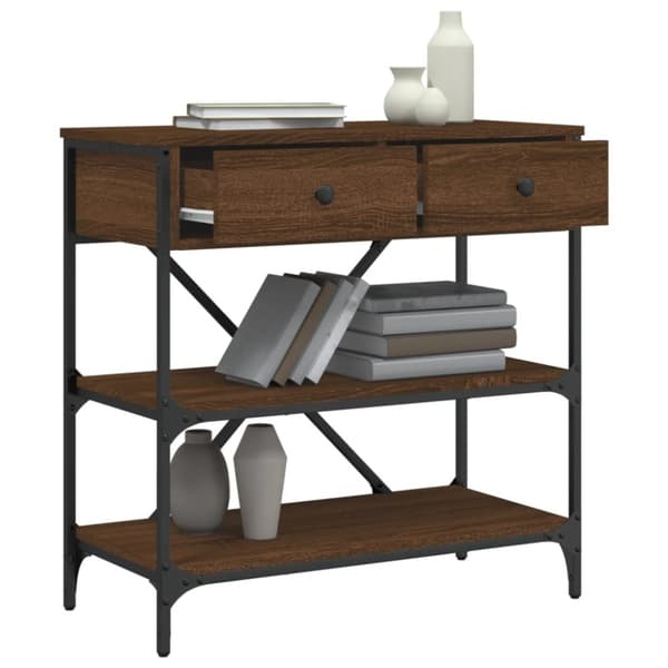 konsolbord 75x34,5x75 cm konstrueret træ brunt egetræ