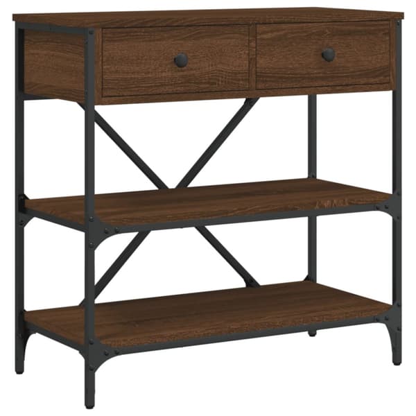 konsolbord 75x34,5x75 cm konstrueret træ brunt egetræ